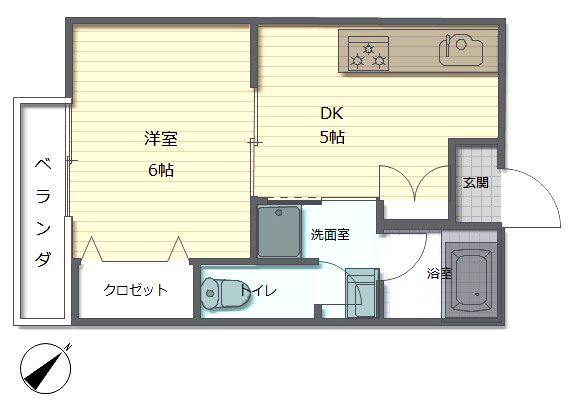 グリーンホーム(1DK/1階)の間取り写真