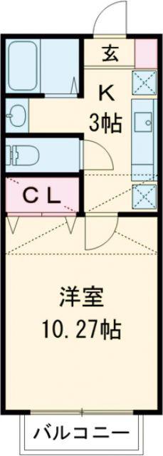アフォリステーションノース弐番館(1K/1階)の間取り写真