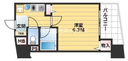 エイペックス大手通(1K/6階)の間取り写真