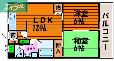 ウッディハイツ(2LDK/4階)の間取り写真
