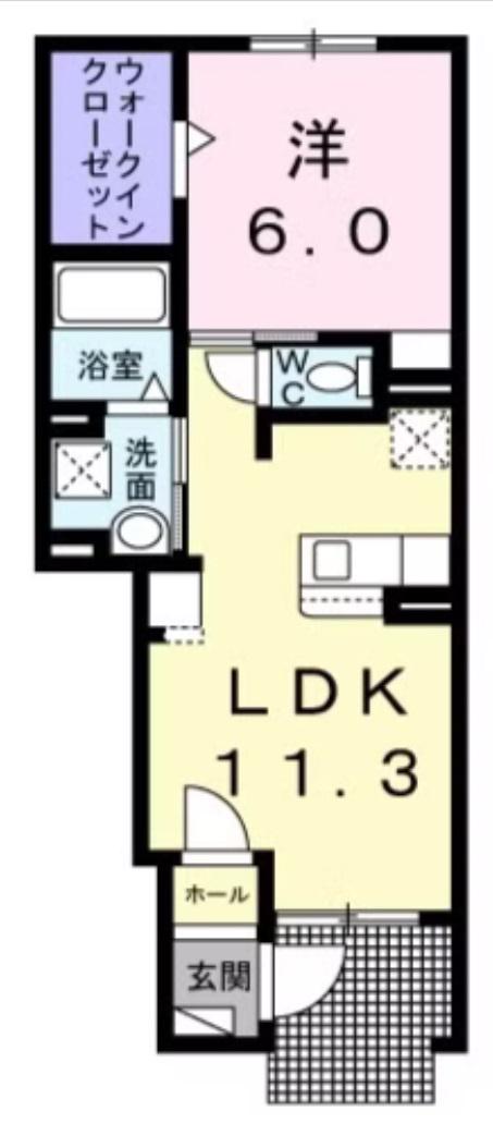 ＪＲ富良野線 上富良野駅 徒歩12分 2階建 築2年(1LDK/1階)の間取り写真