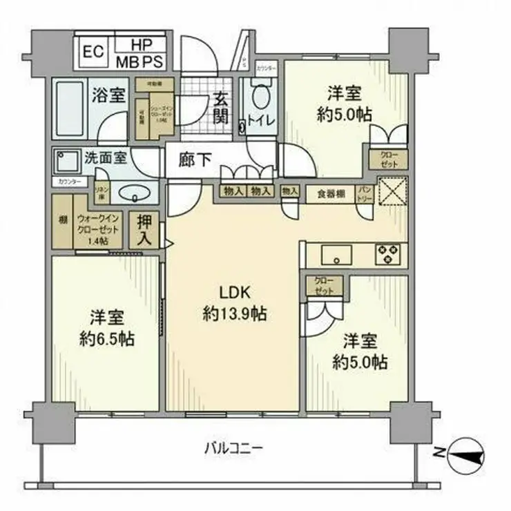 パークタワー東雲 13階階 間取り