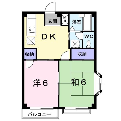 フランボワーズB(2DK/2階)の間取り写真