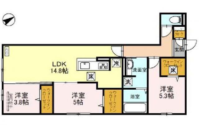 OESTE CASA(3LDK/1階)の間取り写真