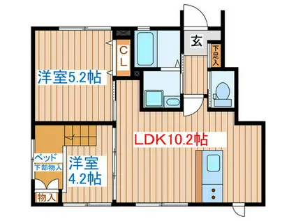 A-STYLE 西館テラス(2LDK/1階)の間取り写真