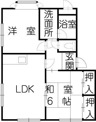 エクセルプラザ(2DK/2階)の間取り写真