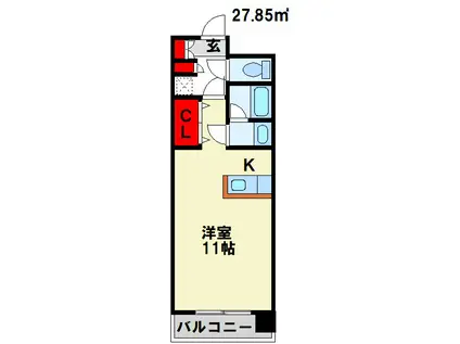 J・WAVE都府楼(ワンルーム/6階)の間取り写真