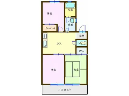 メゾンコンフォールIII(3DK/1階)の間取り写真