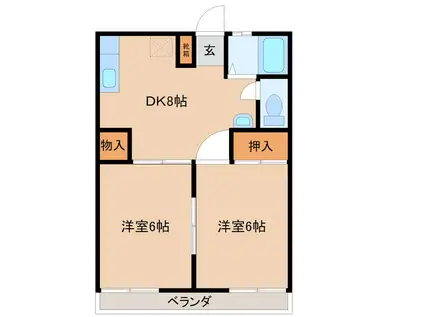 サンハイツ布川台(2DK/1階)の間取り写真