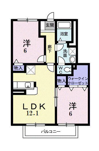 サンパティークA(2LDK/1階)の間取り写真