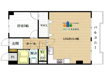 シティコートルーエ(1LDK/4階)の間取り写真