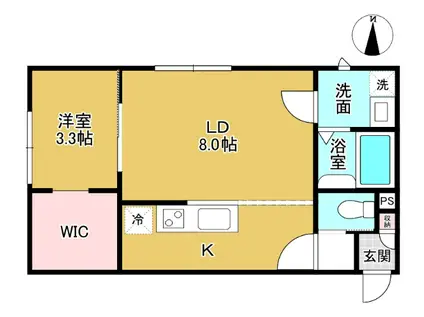 グランスイート森 B棟(1LDK/1階)の間取り写真