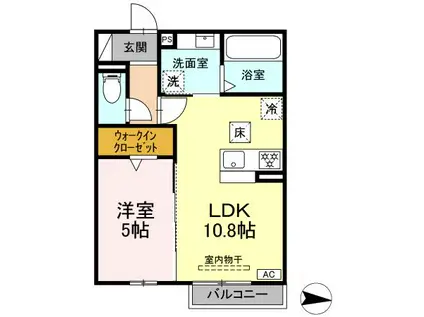 DROOM 鵜沼三ツ池町(1LDK/1階)の間取り写真