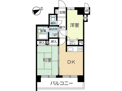 ライオンズマンション長住南第3 304号(2DK/3階)の間取り写真