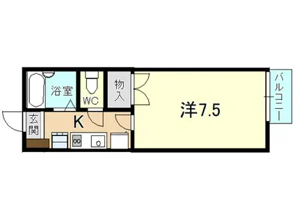 クランベリーズA(1K/1階)の間取り写真