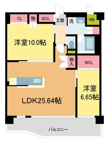 プレジオ宝塚ASIAN(2LDK/5階)の間取り写真