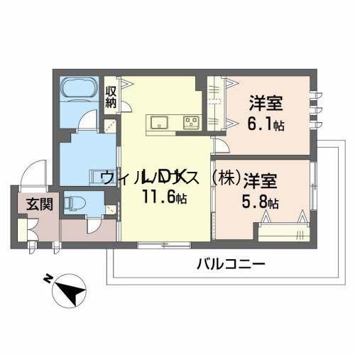 PLAISIR RAFFINE(2LDK/3階)の間取り写真