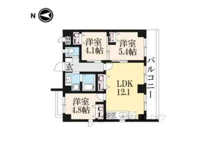 GRANDLATTICEKAWARAMA(3LDK/2階)の間取り写真