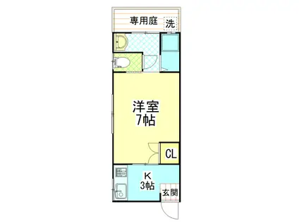 ハイツフォレスト(1K/1階)の間取り写真