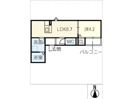 LECOCON津島V(1LDK/1階)の間取り写真
