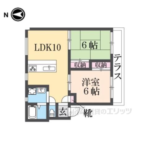 エスポワール平方(2LDK/1階)の間取り写真