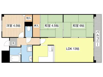 ふじとぴあ(3LDK/8階)の間取り写真