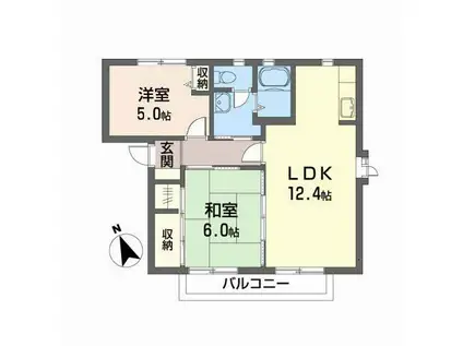 グリーンゲーブルズA(2LDK/2階)の間取り写真