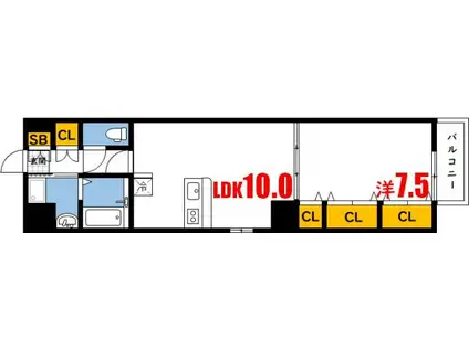 IMAKIYA.BLD(1LDK/9階)の間取り写真