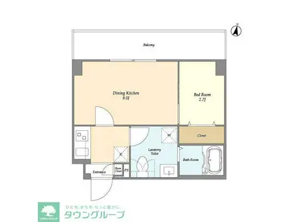 アルファコート青砥4(1DK/4階)の間取り写真