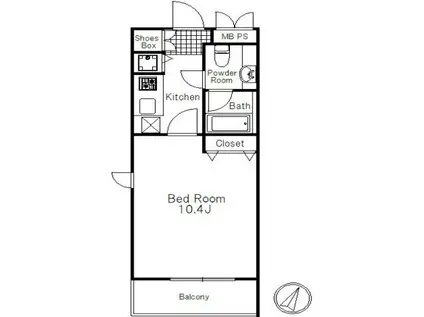 ヴィエント中目黒(1K/6階)の間取り写真