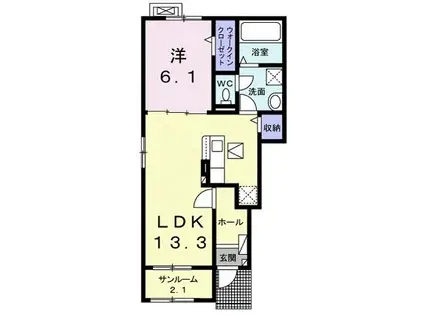 ルルディ モトヤマB(1LDK/1階)の間取り写真