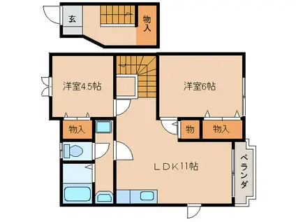パークサイドコートI(2LDK/2階)の間取り写真
