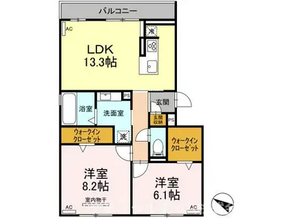 ファミール駅西(2LDK/2階)の間取り写真