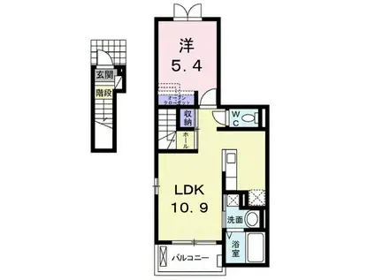 パストーソ I(1LDK/2階)の間取り写真
