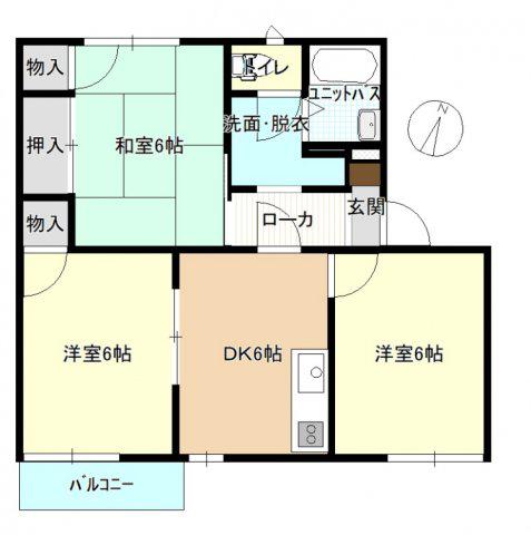 王子サンハイツA(3DK/2階)の間取り写真