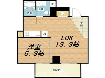 ラジエーションコート(1LDK/5階)の間取り写真