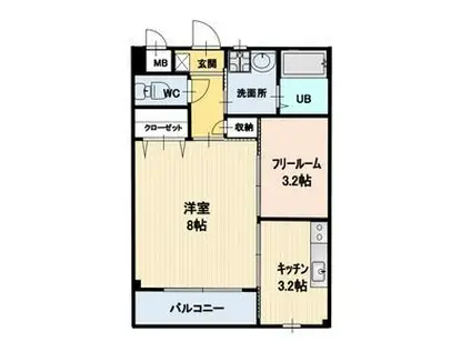 GRANDEUR B(1SK/2階)の間取り写真