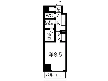 リシュドール名駅南(1K/9階)の間取り写真