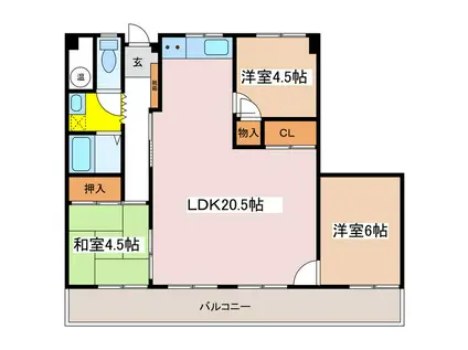 第一双葉マンション(3LDK/4階)の間取り写真