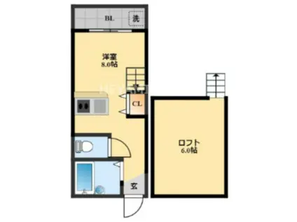 カーサヴェルデ梁川(ワンルーム/1階)の間取り写真