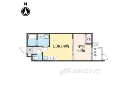 LEI椥辻(1LDK/3階)の間取り写真