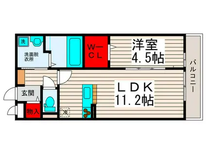 LIEN(1LDK/2階)の間取り写真
