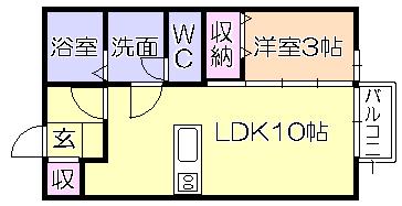 グランドソレーユ東合川(1LDK/1階)の間取り写真