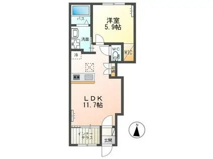 グラン ミツ(1LDK/1階)の間取り写真