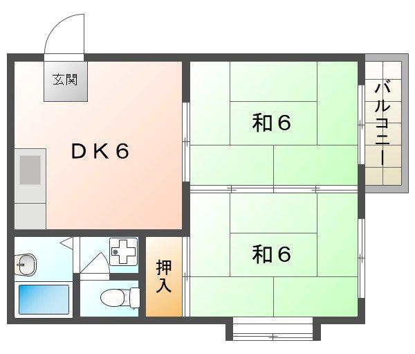 レジデンス澤井(2K/2階)の間取り写真