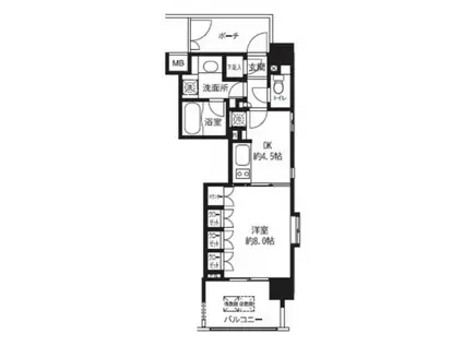 ライオンズシティ白金高輪(1DK/5階)の間取り写真