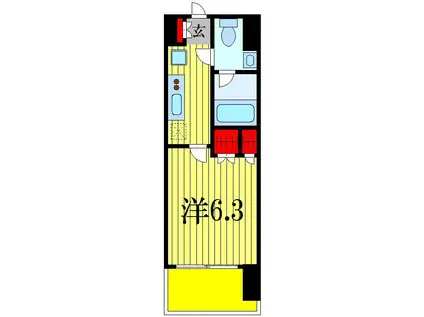 ブランシエスタ西船橋(1K/3階)の間取り写真