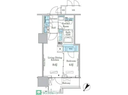 HARUMI FLAG PORT VILLAGE A棟(1LDK/10階)の間取り写真