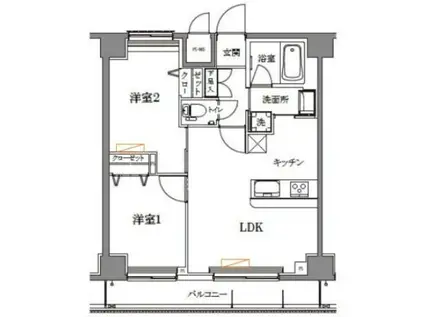 ライジングプレイス両国三番館(2LDK/7階)の間取り写真
