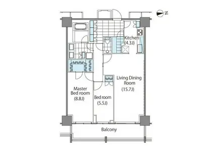 コンフォリア新宿イーストサイドタワー(2LDK/23階)の間取り写真